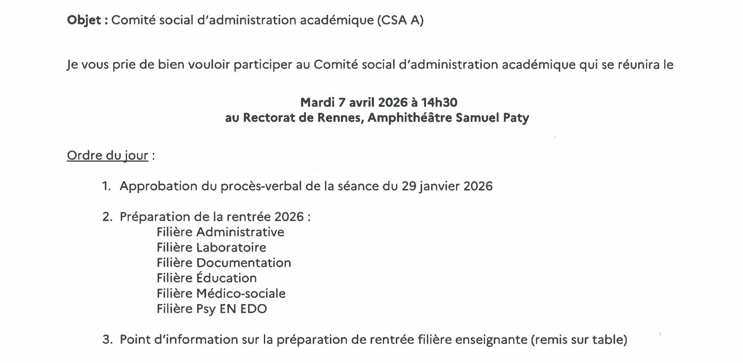 ODJ CSA A 7 avril 2026 titulaires